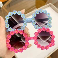 Fashion Kids Pair Eyewear Round Flower Sunglasses Mignon Enfants Lunettes de soleil Margue