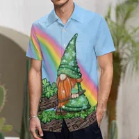 Męskie koszule męskie moda swobodna St Patricks Day 3D Digital Printed Lapels Single Bered Business Business Ethnic oddychający