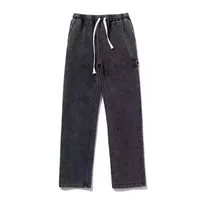 23SS Mens Spring Summer Cargo Jogging Pants en algodón lana de lana Black