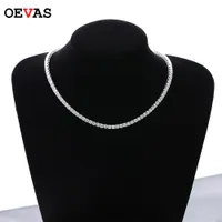 Strands Strings OEVAS 100% 925 Sterling Silver Full 3mm4mm Luxury High Carbon Diamond Tennis Chains Necklace Sparkling Party Fine Jewelry Gifts 230313