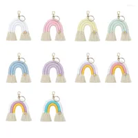 Keychains Women Girl Weaving Rainbow Tassel Keychain Car Keyring Holder Bag Wallet Purse Mini Boho For C1FC