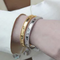 Bangle High Quality Trend 925 Sterling Silver Round Bead Edge Signature Armband Women Fashion Brand Luxury End Party Jewelry 230313
