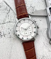 2023 Relógios de PP de alta qualidade de alta qualidade para homens 44mm All Pointer Work Cronograph Quartz Watch Leather Boss