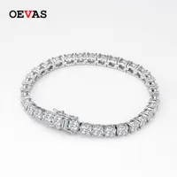 Charm Bracelets OEVAS 100% 925 Sterling Silver 345mm Gemstone Bangle Wedding Tennis Chain Bracelet Fine Jewelry Wholesale 230313