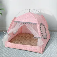 Pet Cat Dog Teepee Tents Houses with Cushion Blackboard Kennels Accessories Portable Wood Canvas Tipi Tuc