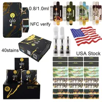 GLO Tap NFC Verification Vapes Cartridges Packaging Newest Atomizers Empty Cartridge 0.8ml 1ml Ceramic Coil Dab Wax Vaporizer 510 Thread Thick Oil Carts in Usa