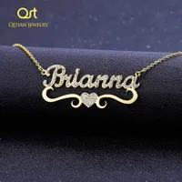 Kedja qitisk hjärta med personligt namn halsband för kvinnor anpassade guld rostfritt stål blingbling hänge ised halsband 230313