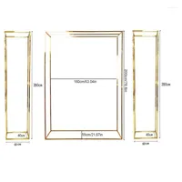 Party Decoration 3pcs Luxury Wedding Arch Square Gold Plating Column Plinth Balloon Shelf Birthday Stage Outdoor Frame Backdrop Decorate