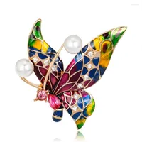 دبابيس Tulx المينا Multicolor Butterfly Women الخريف خريف لطيف شارة الحشرات صدر طية دبابيس إكسسوارات المجوهرات المجوهرات
