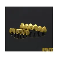 Grillz Dental Grills Gold Plated Teeth Grillz Set High Quality Mens Hip Hop Jewelry Drop Delivery Body Dhar8