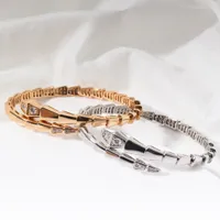 Bangle High quality 925 Sterling Silver Diamond snake bone Bracelet womens fashion luxury personality brand jewelry 230313