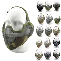 Máscara tática AirSoft com proteção à orelha Airsoft arremessos de proteção de face de proteção contra face V2 METELA METAL MESH MEDA FACENO03-004222P