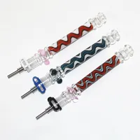 Hookahs 5.7 inches nectar dab straws glass smoking pipe mini bong for Oil Rigs nectar straw pipes with titanium tips quartz tips bowl ash catcher