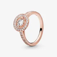 Luxe 18K Rose Gold Vintage Circle Ring Crystal Wedding Ring voor Pandora 925 zilveren ringen met originele winkelsets268H