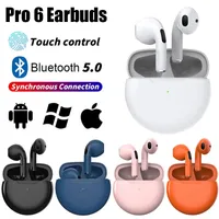 Air Pro 6 Pro4 TWS Trådlösa hörlurar med Mic Fone Bluetooth Earphones Sport Earbuds Pro6 J6 Headset för Apple iPhone Xiaomi Huawei med boxpaket grossist