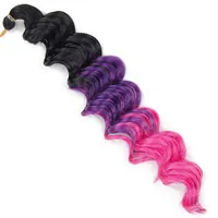 Curly Synthetic Braiding Hair Extensions Deep Wave Ombre Color Crochet Braids tress274P