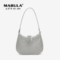 Evening Bags MABULA Bling Women Shoulder Small High Quality Diamond Tote Handbag Luxury Design Half Moon Purse Crossbody Bag 230314