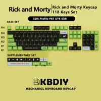 Anime Keycap XDA Profile PBT Keycaps DYE-SUB Black Green 118 Keys Set for Mechanical Gaming Keyboard MX Switch Custom DIY