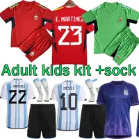 3 Stars Argentina Soccer Jerseys finals Maillots adult Set Kids kit 2022 Fans Version uniform DE PAUL DI MARIA goalkeeper football shirt T