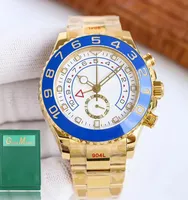 Mens 시계 블루 다이얼 아이스 아웃 시계 남자 요트 마스터 II 다이아몬드 고급 기계 손목 시계 44mm 자동 운동 최고 브랜드 높은 역할 손목 시계