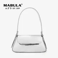 Evening Bags MABULA Sliver Female Underarm Shoulder Bag Brand Design Simple Hasp Clutch Handbag Soft Pu Small Women Hobo Phone Purse 230314