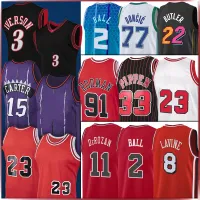 Men Basketball Jersey Vince 15 Carter 33 Scottie Rodman Pippen 91 Dennis 1997 1998 Lonzo 2 Ball Demar 11 Derozan Allen Rose Iverson Zach 8 Lavine
