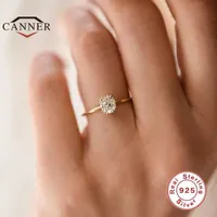 Solitaire Ring Canner Real 925 Sterling Silver Fashion Mini Zircon خاتم الخطوبة للنساء خواتم Gold Gold Glow Gift Anillos Z0313