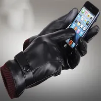 Mens Womens Designer Pu Leather Gloves Winter Five Fingers Gloves Finger Finger محمية دافئة الحفاظ على قفازات جلدية فولك