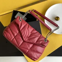 Luxury Handbag Shoulder Bag Brand Loulou Y-formad designer söm läder damer metallkedja hög kvalitet clamshell messenger presentlåda grossist 111