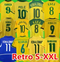 1998 Dunga Brasil Retro Soccer Jerseys 1957 2000 2002 2004 2006 Brasils Romario Pele Ronaldinho Rivaldo Careca R. Carlos Fabiano D. Alves Ronaldo Circhas de Futebol