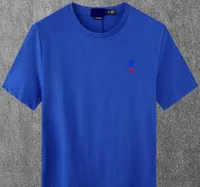 Designet ralphs polos Boutique new summer cotton round neck embroidered pony logo T-shirt solid color bottomed shirt half sleeve couple blue