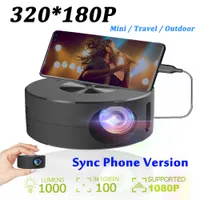 Мини -проектор экран 180p 4K Проводный проектор телефон 360 Home Theatre Cinema видео USB C Smart TV Box Portable для Xiaomi