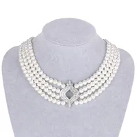 Anhänger Halsketten Howaway Luxus Mode Crystal Micro Pave Setting 4 Schicht Perlenketten für Frauen Hochzeitsfeier Accessoires Juwel 230313