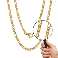 Chains MxGxFam ( 60 Cm X 3 Mm ) 316L Titanium Steel Short 1 Long Link Necklaces For Women Men Fashion Jewelry Gold Color