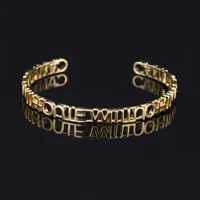 Bangle Fahion Brass Jewelry Vintage Letter Bangle&Bracelets For Women Gold