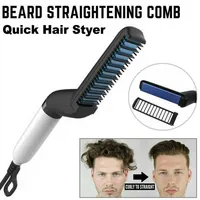 Hair Iron Heat Straightener Styler Men Curling Curler Electric Brush Beard Comb Professional Salon 2 in 1 Fast Heating Tool Set280c