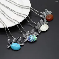Pendant Necklaces Fashion Creativity Natural Stone Colorful Inlaid Oval Shaped Agate And Shell Charms Good Quality Pendants