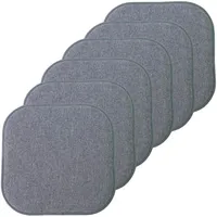 Sweet Home Collection Chair Cushion Memory Foam Pads Honeycomb Pattern Slip Non Skid Rubber Back Rounded Square 16 x 16 Seat Cover 6 Pack Alexis Blue/Gray
