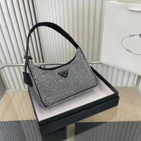 2023 Black Beige Handbag Diamond Nylon Shoulder Messenger Bag for Women Luxury Drill Handbag Hobo Designer With Mini Pocket Strap Brand Wallet Female Crossbody Bag