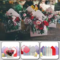 Gift Wrap Romantic Flower Paper Boxes Envelope Bucket Rose Floral Party Packing Cardboard Package Box Bag For Wedding Decor