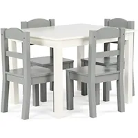 Humble Crew White/Grey Kids Wood Table e 4 cadeiras