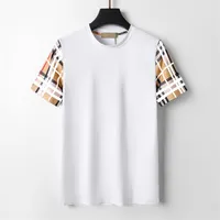 Дизайнерские мужские футболки с тройникой черно -белый бежевый роскошный классический клетчатый клетка вышивка 100%.