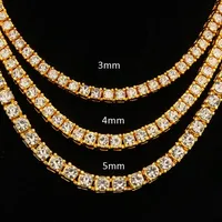 Mens Gold Iced Out Tennis Chain Necklace 3 4 mm Full Diamond Designer Luxury Hip Hop Long and Choker Chains Rapper Jewelry Gifts f154q