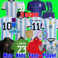 3 estrellas Jerseys Fan Jugador Final 2022 2023 Argentina 22 23 Enzo Alvarez Di Maria de Paul Kits Kit Men Football Shirt Messis Black Limited Edition