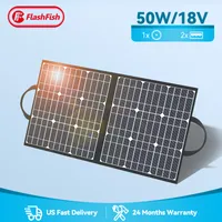 Flashfish 50W Bancos de potência Bateria Sistema de luz USB 110V 220V Tecido dobrável Painel solar dobrável de carregador dobrável para acampamento
