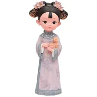 Chinese Style Products Small size Cheongsam Vintage court doll Imperial Daughter of the Qing Dynasty Resin home decoration Creative gifts