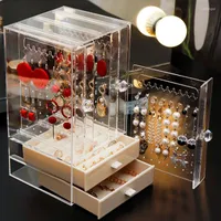 Jewelry Pouches Luxury Boxes Organizer Plastic Transparent Acrylic Stand Necklace Case Display Earring Storage Box Bracelet