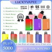 100% original Breze Stiik Box Pro 5000 Puffs Cigarros Original 2% 5% Vapes Vape Pen Pen Ecigar Bars recarregáveis ​​8 cores 800mAh Kit de vaporizador de 12 ml de 12 ml
