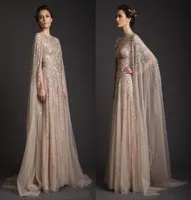 Krikor Jabotian 2019 Dresses Evening Wear With Wrap Champagne Pärlor Smexinerade en Line Prom -klänningar Custom Made Formal Party Dress9552342