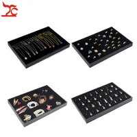 Black Velvet Stackable Jewelry Display Trays Necklace Ring Earring Holder Showcase Pendant Watch Storage Jewelry Boxes267d